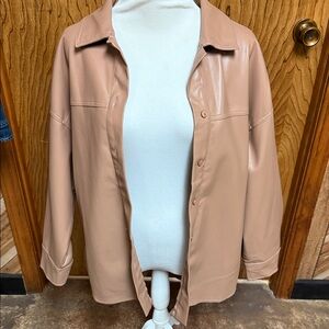 1 Funky Elegant Women's Faux Leather Jacket in Tan Medium.
